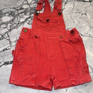 Happy Kids 4T Vintage Shortall Overalls Red
